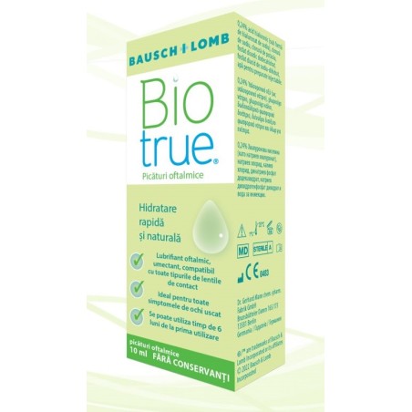 Biotrue, picături oculare fără conservanți, 10 ml